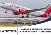 AVIANCA REANUDA VUELOS A PEREIRA-NEW YORK-PEREIRA
