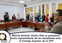 Maicon Antonio Osorio Díaz se posesionó como representante de los estudiantes ante el Consejo Superior de la UTP