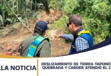 LA CARDER ATENDIÓ UN DESLIZAMIENTO DE TIERRA QUE TAPONÓ LA QUEBRADA LA CRISTALINA, Y PIDIÓ APOYO A TODAS LAS AUTORIDADES TERRITORIALES