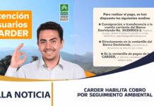 CARDER HABILITA EL COBRO POR SEGUIMIENTO AMBIENTAL E INVITA A USUARIOS A CUMPLIR OPORTUNAMENTE SUS OBLIGACIONES